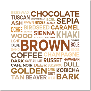 Word Cloud - Shades of Brown (White Background) Posters and Art